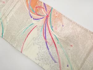 リボンに孔雀模様織出し袋帯